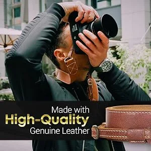 MegaGear MG1515 Sierra Series Genuine Leather Camera Shoulder or Neck Strap - Brown Compact - leather strap