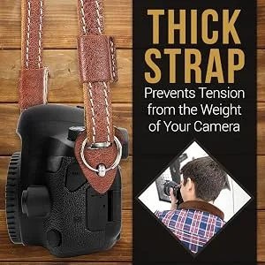 MegaGear MG1515 Sierra Series Genuine Leather Camera Shoulder or Neck Strap - Brown Compact - straps