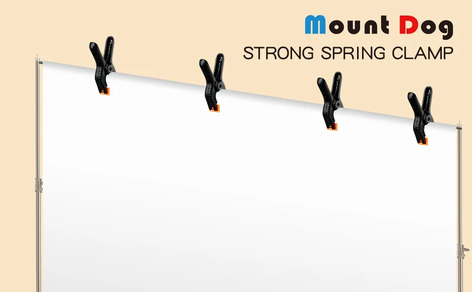 MOUNTDOG Backdrop Spring Clamps 8 Pack, 4.5 inch Heavy Duty Clips for Backdrops Stand, Background Muslin, Canvas, Paper, Chromakey Screen, Photo Studio, Woodworking - product information 1