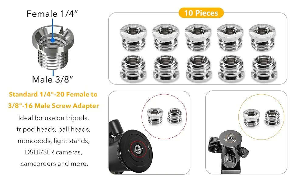 Camera Screw Mount Set, PAMOWO 26Pcs 1/4 Inch and 3/8 Inch Converter Threaded Screws Adapter Flash Shoe Mount for DSLR Camera/Tripod/Monopod/Ballhead/Flash Light/Quick Release Plate - Camera Screw Mount Set