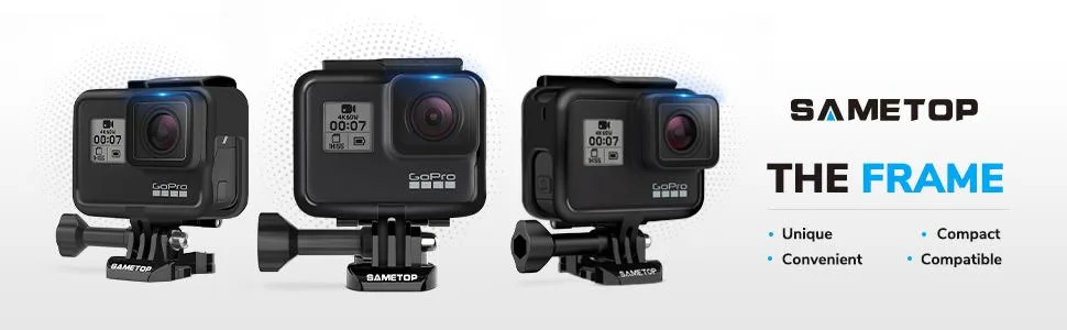 Sametop Frame Mount Housing Case Compatible with GoPro Hero 7 Black, 7 Silver, 7 White, Hero 6 Black, Hero 5 Black, Hero (2018) Cameras - gopro hero 7 black case