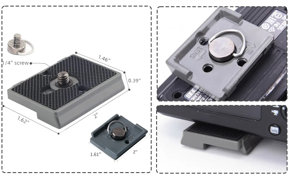 Quick Release Plate, Tripod Quick Release Plate Fit for Manfrotto 200pl-14 Rc2 Camera Tripod Head (Pack of 2) Black - plate