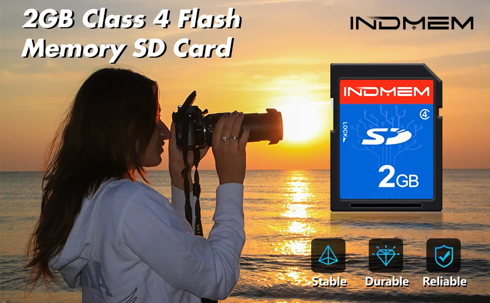 INDMEM 2 Pack SD Card 2GB Class 4 Flash Memory Card 2G SLC Stanard Secure Digital Cards (2PC) - sd card 2gb