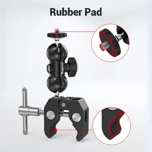 SMALLRIG Super Camera Clamp Mount, Double Ball Head Adapter, Fence Desk Table Mount for Ronin-M/Insta360/Gopro, Ball Head - 1138 - product information 2