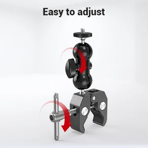 SMALLRIG Super Camera Clamp Mount, Double Ball Head Adapter, Fence Desk Table Mount for Ronin-M/Insta360/Gopro, Ball Head - 1138 - product information 4