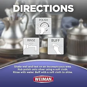 Weiman Silver Polish and Cleaner - 8 Ounce - Clean Shine and Polish Safe Protective Prevent Tarnish - directions for use