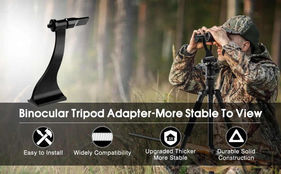 Binocular Tripod Adapter, Binocular Mount 1/4 Inch Threading Mount Aluminium,Tripod Adapter for Bird Watching, Safari Sports Events, Optics Uni-Adaptor Tripod - Binocular Tripod Adapter Tripod Adapter for Binocular 1/4 Inch Optics Uni-Daptor Tripod Adapter