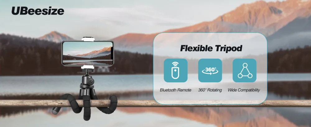 UBeesize Phone Tripod, Portable and Flexible Tripod with Wireless Remote and Clip, Cell Phone Tripod Stand for Video Recording(Black - tripod
