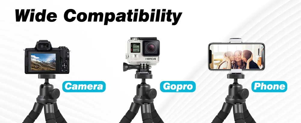 UBeesize Phone Tripod, Portable and Flexible Tripod with Wireless Remote and Clip, Cell Phone Tripod Stand for Video Recording(Black - tripod