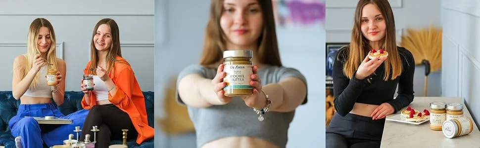 De Lucca 12.3 Oz Cookie Butter, Caramelized Biscuit Cream  Delicious Snacks for Adults and Kids, Breakfast Essentials, Premium Quality Biscuit Cream - Caramelized Cookie Butter