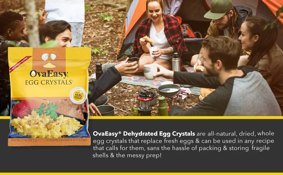 OvaEasy Whole Egg Crystals, All-Natural Powdered Eggs for Long-Term Storage, Pasteurized Egg Powder from 5 Whole Eggs (2 oz) - Nutriom OvaEasy Eggs Whole Foods