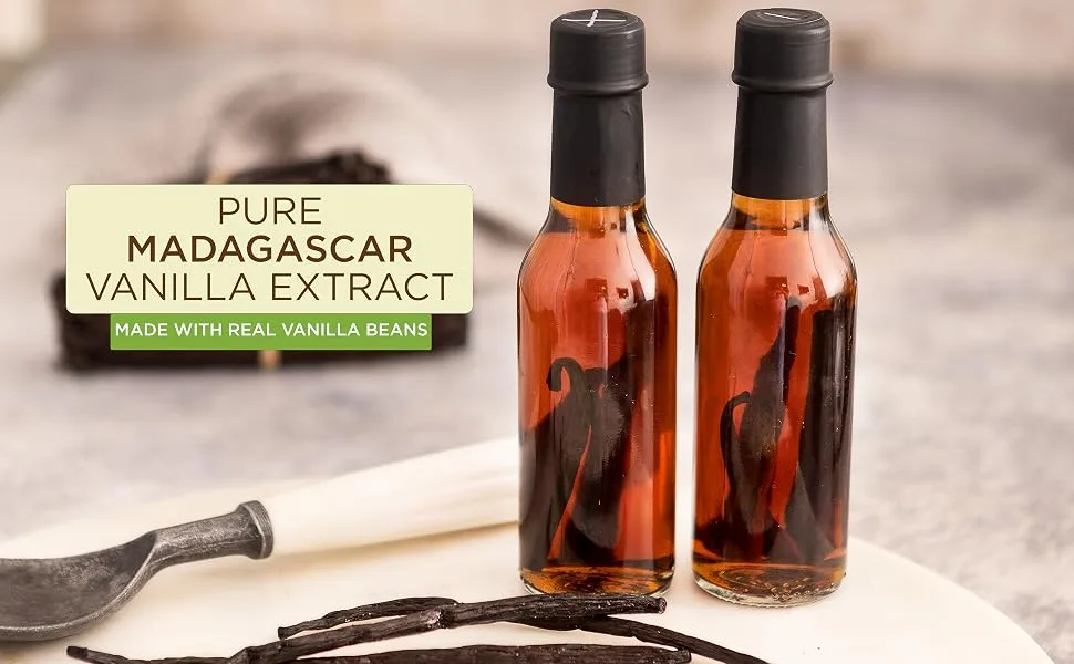 Pure Vanilla Extract - Made with Bourbon Madagascar Vanilla Beans - 4 fl oz  For Baking, Desserts, Home Cooking and Chefs 4 FL Ounces - madagascar vanilla bean kings whole pods grade a b extract paste baking desserts