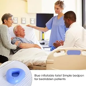 2PCS Washable Household Inflatable Bedpan Elderly Patients Care Anti Bedsore Air Cushion Potty Blue for Elderly 2Inflatable Bedpan - inflatable urinal