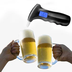 Portable Alcohol Tester, Professional Breathalyzer Digital Dark Blue LCD Display Auto Power Off Sound Alarm with 5 Mouthpieces for Drivers or Home Use - breathalyzer