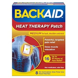 Backaid Heat Therapy Patch, Portable Heating Pad, Medium for Back, Shoulders, and Neck Pain Relief, 8 Count, White - image of backaid heat therapy patch 8 count medium for back, shoulders and neck