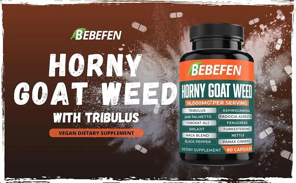 16000Mg Horny Goat Weed Capsules with Tribulus Terrestris, Tongkat Ali, Maca & Others - for Strength, Stamina, Endurance Support - HORNY COMPLEX 60CAPS Main