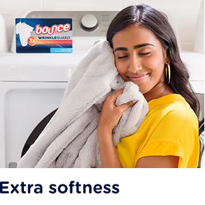 Bounce WrinkleGuard Mega Fabric Softener Dryer Sheets, Wrinkle Release with Outdoor Fresh Scent, 130 ct - Soften stiff fabrics the easy way. One Mega Sheet adds extra softness right in the dryer.