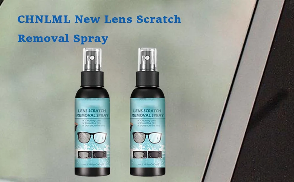 CHNLML New Lens Scratch Removal Spray,Eyeglass Windshield Glass Repair Liquid,Carefully Engineered Glasses Cleaner,for All Lenses (2PCS) - lens cleaner spray