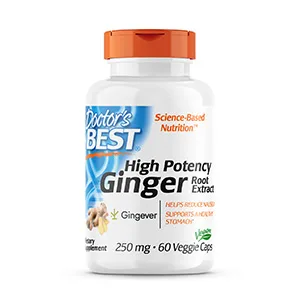Doctor's Best High Potency Ginger with Gingever, Digestive Health, Motion Sickness & Support Gastrointestinal Health, 250mg, 60 VC - Ginger, Ginger Root Extract, Reduces Nausea