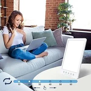 Easysleep Sun Lamp 10000 Lux LED Energy Therapy White Warm Light with 7 Timer and 10 Adjustable Brightness and with Memory Function and 2 Flexible Placement. (White) - product information 7