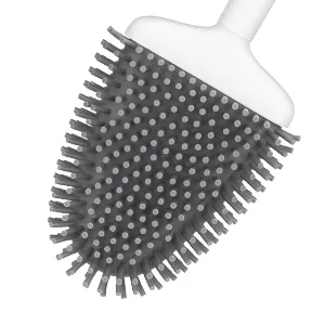 FESODR Toilet Brush with Holder (32Pcs Hooks Included), Silicone Brush Head Easily Clean Dead Corners, White - product information 3