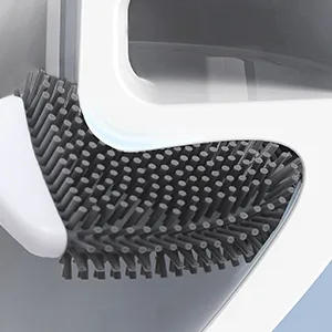 FESODR Toilet Brush with Holder (32Pcs Hooks Included), Silicone Brush Head Easily Clean Dead Corners, White - product information 4