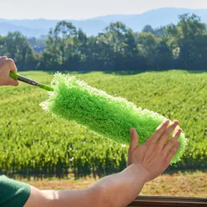 GTEWERK DUSTR Microfiber Duster with Extension Pole, Feather Duster, Ceiling Fan Duster, Feather Dusters for Cleaning, Dust Cleaner, Cobweb Duster - Electrostatic Bendable Head - up to 55 Inch - extendable feather duster Gütewerk dustr telescopic retractable pole handle dust remover washable