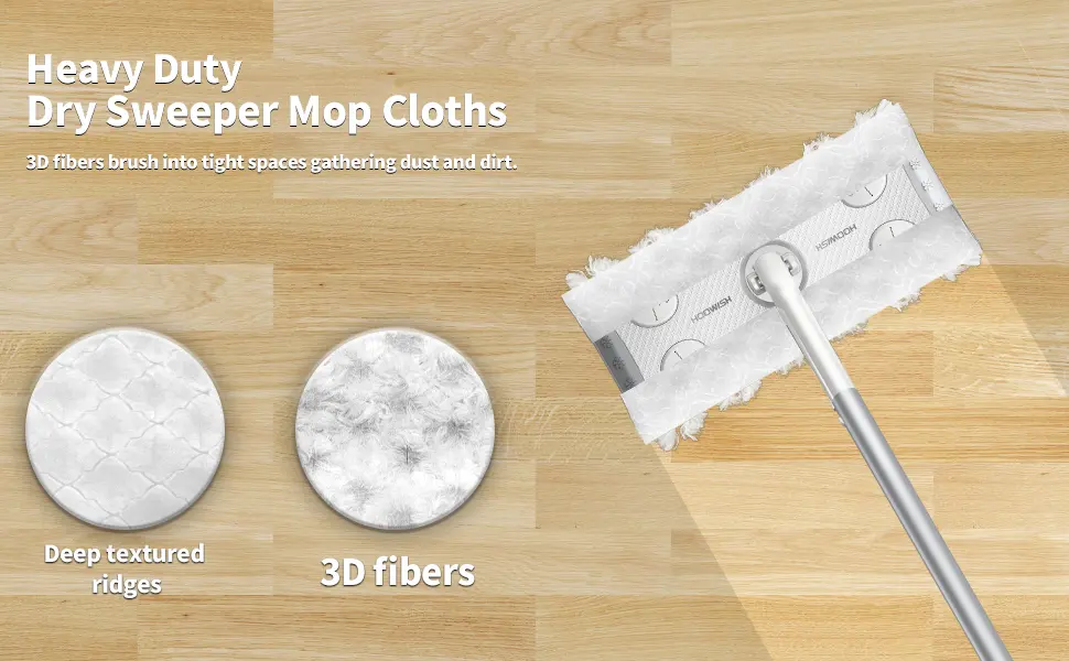 HOOWISH Dry Sweeping Cloths Refills: Multi Surface Refills for Floor Mopping and Cleaning, All Purpose Multi Surface Floor Cleaning Product & 32 Count 32 Count (Pack of 1) - Trap+Lock dirt,dust and pet hair!