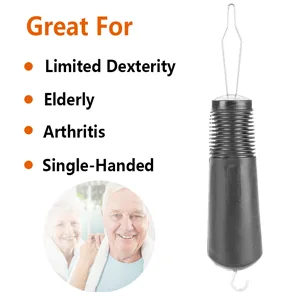 2 Pack Button Hook and Zipper Pull Helper - Dressing Button Aid Assist Tool for Arthritis Disabled Elderly - 2 in 1 Dressing Aids Tool - button hook