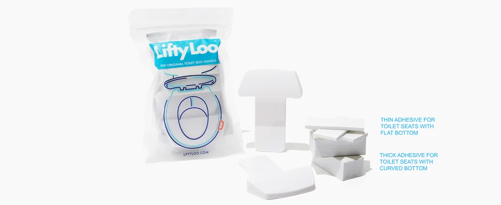 Lifty Loo Toilet Seat Handle - Lift More, Less Mess -Easy Application 2 Pack 2pk White - Lifty Loo