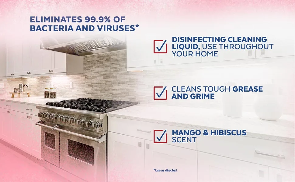 Lysol All-Purpose Cleaner, Sanitizing and Disinfecting Spray, To Clean and Deodorize, Mango & Hibiscus Scent, 32oz - Eliminates 99.9% of bacteria and viruses* (*when used as directed)