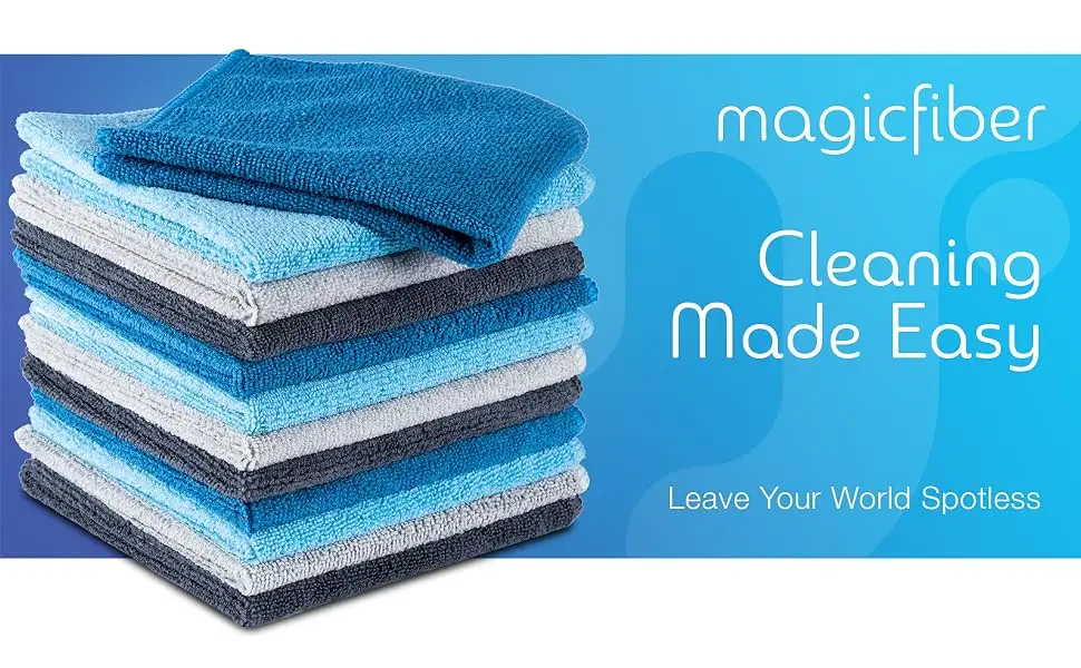 MagicFiber Microfiber Cleaning Cloth (12 Pack,13x13 in) - Thick, Soft, & Ultra Absorbent Reusable Microfiber Towel, Cleaning Rags, Micro Fiber Cloths or Dusting, Windows, Kitchenware, Cars & More! - cleaning