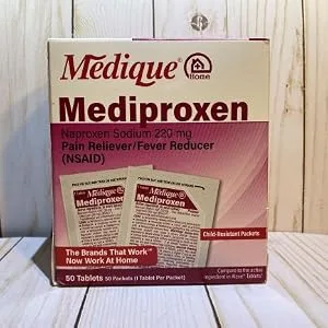 Medique  Home Mediproxen Compare Active Ingredient to Aleve 50 x 1 (Child Resistant Packaging), White (73750) - Mediproxen The Brands That Work; Now Work At Home