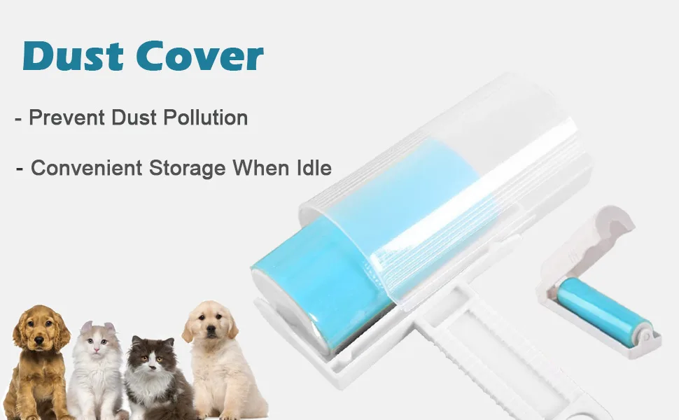 Sticky Lint Roller 3 Pack, Reusable&Washable Lint Roller Pet Hair Remover Include Large and Small Size Cleaner for Clothes, Pet Hairs, Carseats Blue 1M-2S - Dust Cover