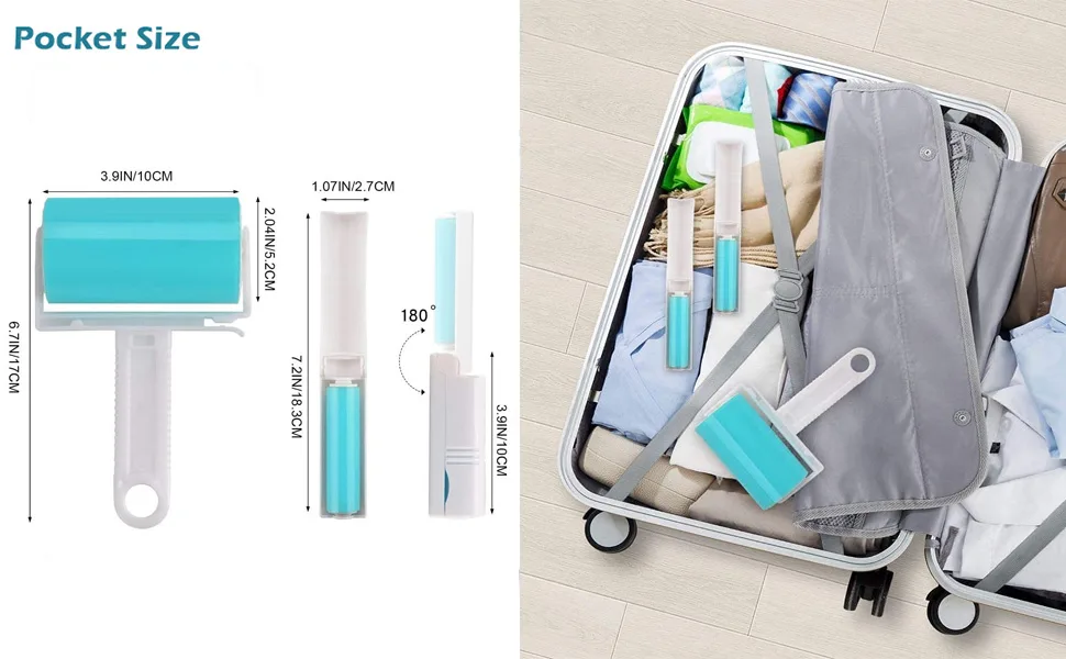 Sticky Lint Roller 3 Pack, Reusable&Washable Lint Roller Pet Hair Remover Include Large and Small Size Cleaner for Clothes, Pet Hairs, Carseats Blue 1M-2S - Portable & Convenient lint roller