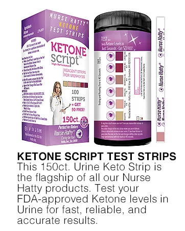 Nurse Hatty 145ct. Ketone Script - Ideal for Low-carb & Zone Diets - Ketone Test Strips - URS-1K - Long Strips - Brand Story 1 Keto