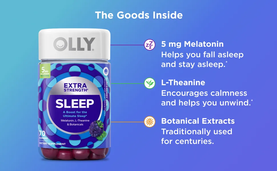 OLLY Extra Strength Sleep - 70ct Tallboy 70 Count - goods inside