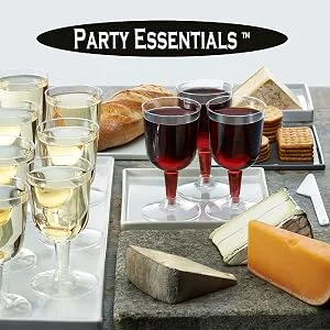 Party Essentials Disposable Hard Plastic Two Pieces Wine Glasses, 40-Count, 5.5-Ounce, Clear 40 Count (Pack of 1) 5.5 oz glass - 2-PC 2PC 2-Piece 2 piece wine