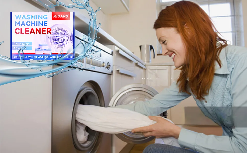 Ridars Washing Machine Cleaner Tablets - Deep Cleaning Washer Cleaner Tablets For HE Top Load Washer And Front Loader, Clean Laundry Tub And Inside Drum Seal (15 Tablets) - washer machine cleaner