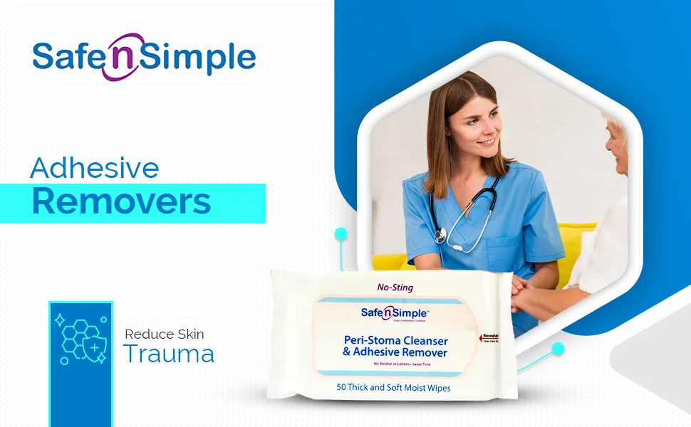 Safe n' Simple Adhesive Remover Wipes, Large, Individually Wrapped Wipes, 50 Count - adhesive