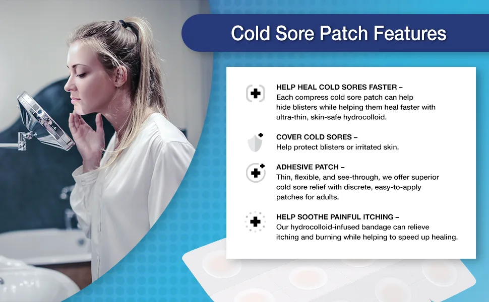 SMARTMED Smart Cold Sore Treatment Patch Large 36 Patches Help Prevent Breakouts, Soothe Itching and Burning | Skin Safe Adhesive - smartmed smart cold sore patch