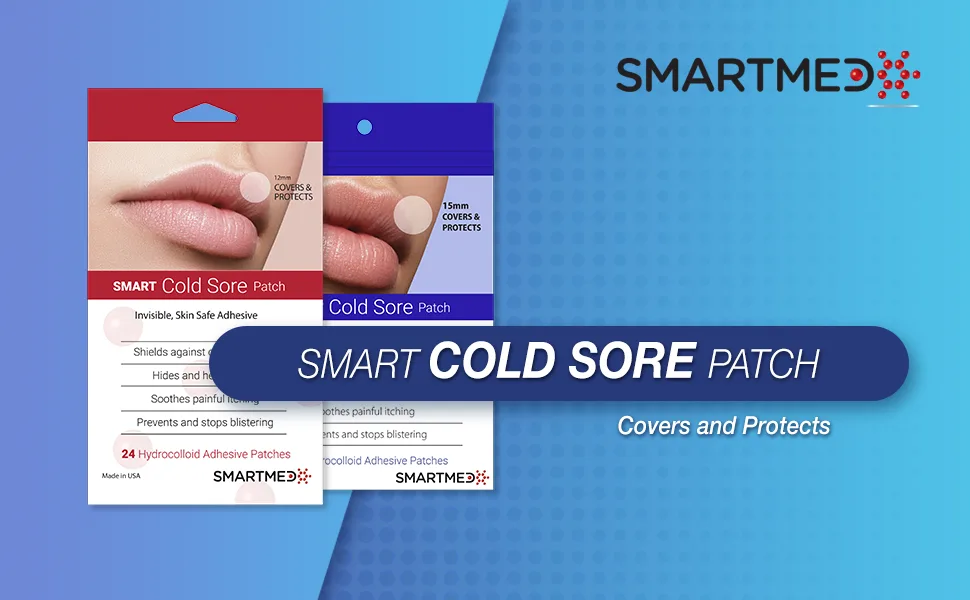 SMARTMED Smart Cold Sore Treatment Patch Large 36 Patches Help Prevent Breakouts, Soothe Itching and Burning | Skin Safe Adhesive - smartmed smart cold sore patch large
