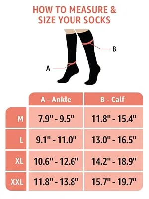Amazon Brand - Solimo Closed Toe Compression Socks for Men & Women, Knee High, Sheer, Black, 15-20mmHg, Large, 1 Pair Black Large (1 Pair) - image