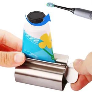 Toothpaste Squeezer - Metal Tube Squeezer Stainless Steel Tube Wringer UDQYQ Toothpaste seat Holder Stand (Silver) - tube stand