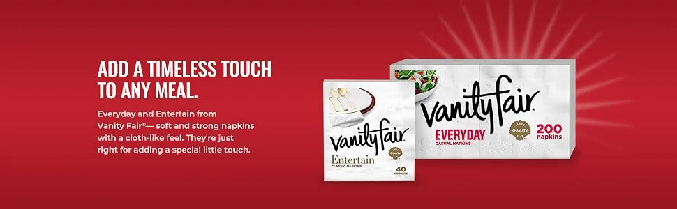 Vanity Fair Everyday Napkins, 200 Count (Pack of 1) (Packaging Design May Vary) - Banner