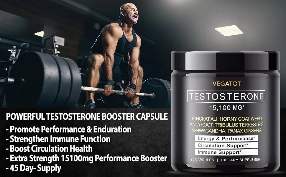 VEGATOT      Ultimate Testo Support   ,    - Boost Performance with Tongkat Ali Panax Ginseng Maca Root Ashwagandha Tribulus, Energy Stamina Circulation Support 90 Count (pack of 1) - Testosterone booster for men