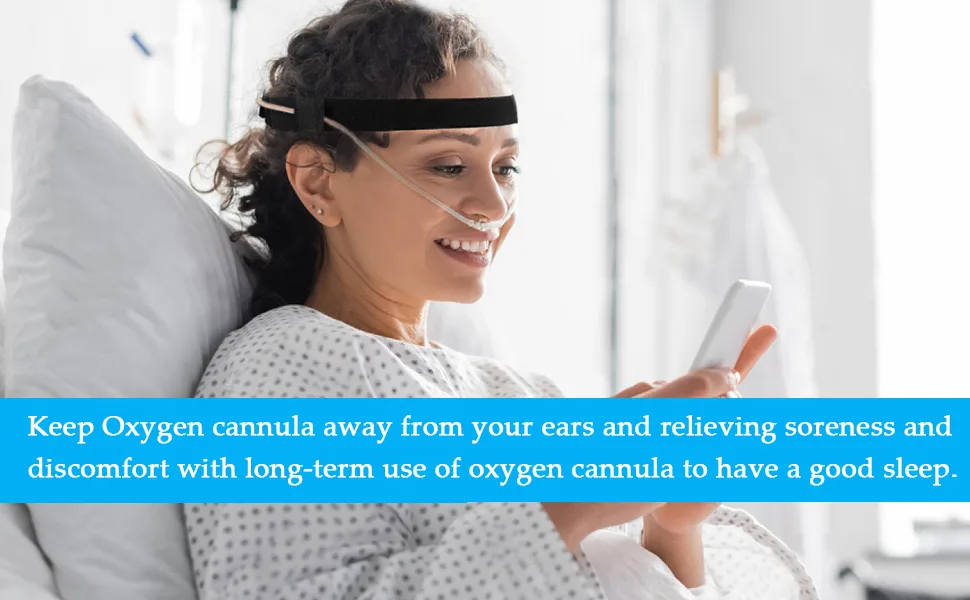 Comfortable Nasal Oxygen Cannula Ear Protector Cannula Headband for Oxygen Concentrator Accessories with Adjustable Oxygen Cannula Ear Protector for Oxygen Users to Prevent Ear Soreness Black - relieving soreness and discomfort associated with long term use of oxygen cannula