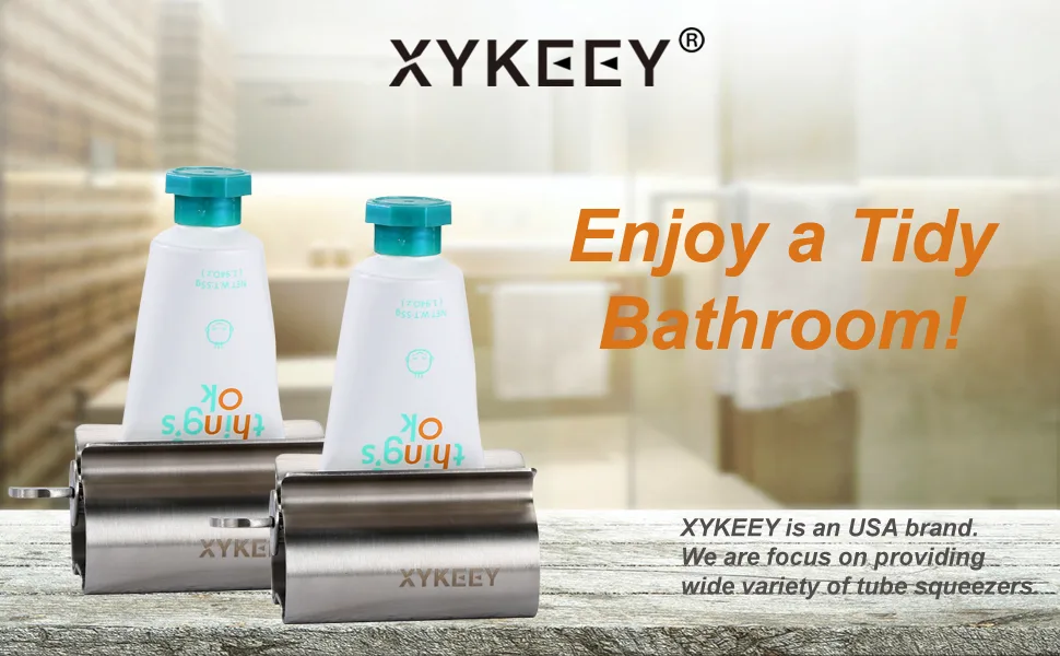 XYKEEY Toothpaste Tube Squeezer - Set of 2 Toothpaste Squeezer Rollers, Metal Toothpaste Tube Wringer Seat Holder Stand (Stainless Steel) - xykeey tube squeezer