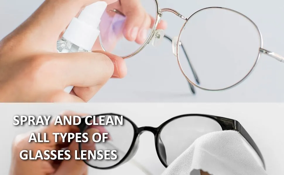 Yogo Vision Lens Cleaner Spray 2 8oz + 1 2oz Eyeglass Cleaner, with 10 Microfiber Cloths Kit Ammonia and Streak Free Safe for Eyewear and Electronics Large - lens cleaner spray and microfiber cloth kit great for glasses screens lenses multiple bottles sizes