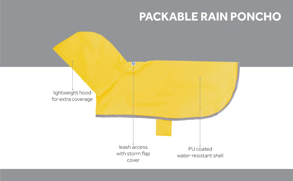 RC Pet Products Packable Dog Rain Poncho, Rubber Ducky, Small Small Rubber Ducky 1 - Packable Rain Poncho Lifestyle 2